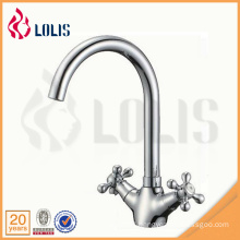 China wholesale modern double cross handle durable kitchen faucet